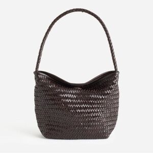 NWT Madewell Handwoven Shoulder Bag Dark Brown Leather Coffee Bean Purse